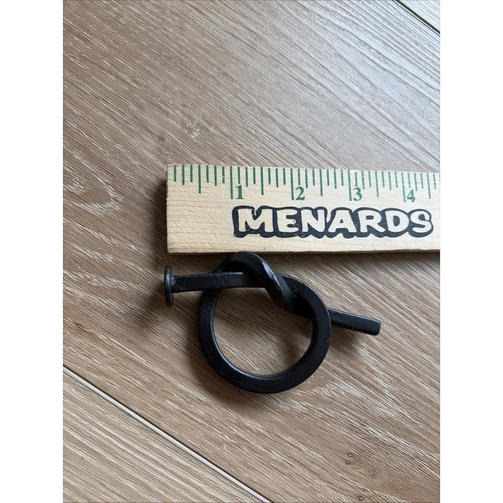 VTG Set Of 12 Knot Nail Black Napkin Rings Tableware Heavy Wrought Iron Look
